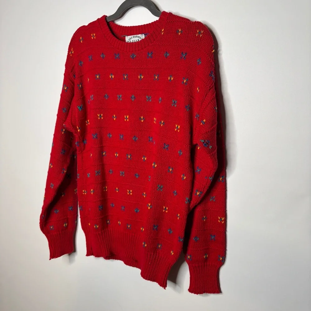 Vintage Lake Harmony Rowing Club Knit Crewneck Sweater Size Medium USA Made